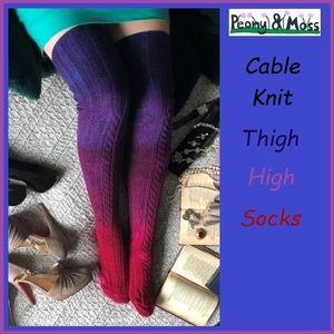 Peony & Moss Thigh High Cable Knit Over Knee Socks Rave Y2K Dance Club Birthday